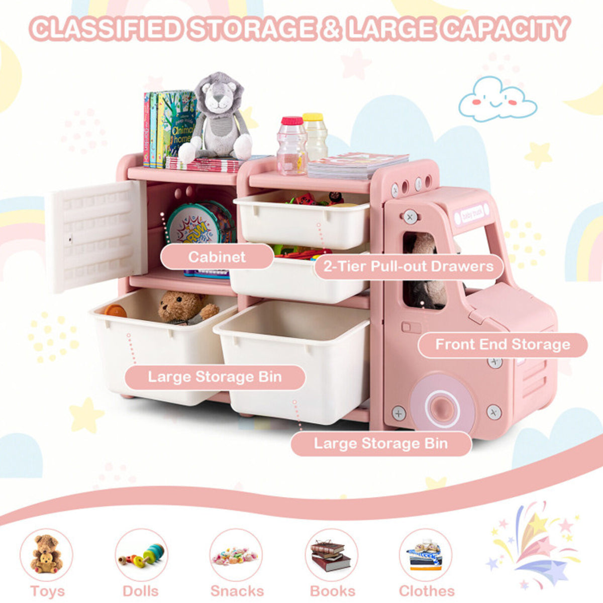 Kids Truck Storage Organizer with Plastic Bins - image 9
