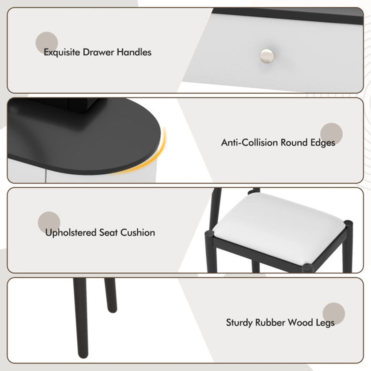 Makeup Vanity Table Set with Stool and LED Mirror - image 5
