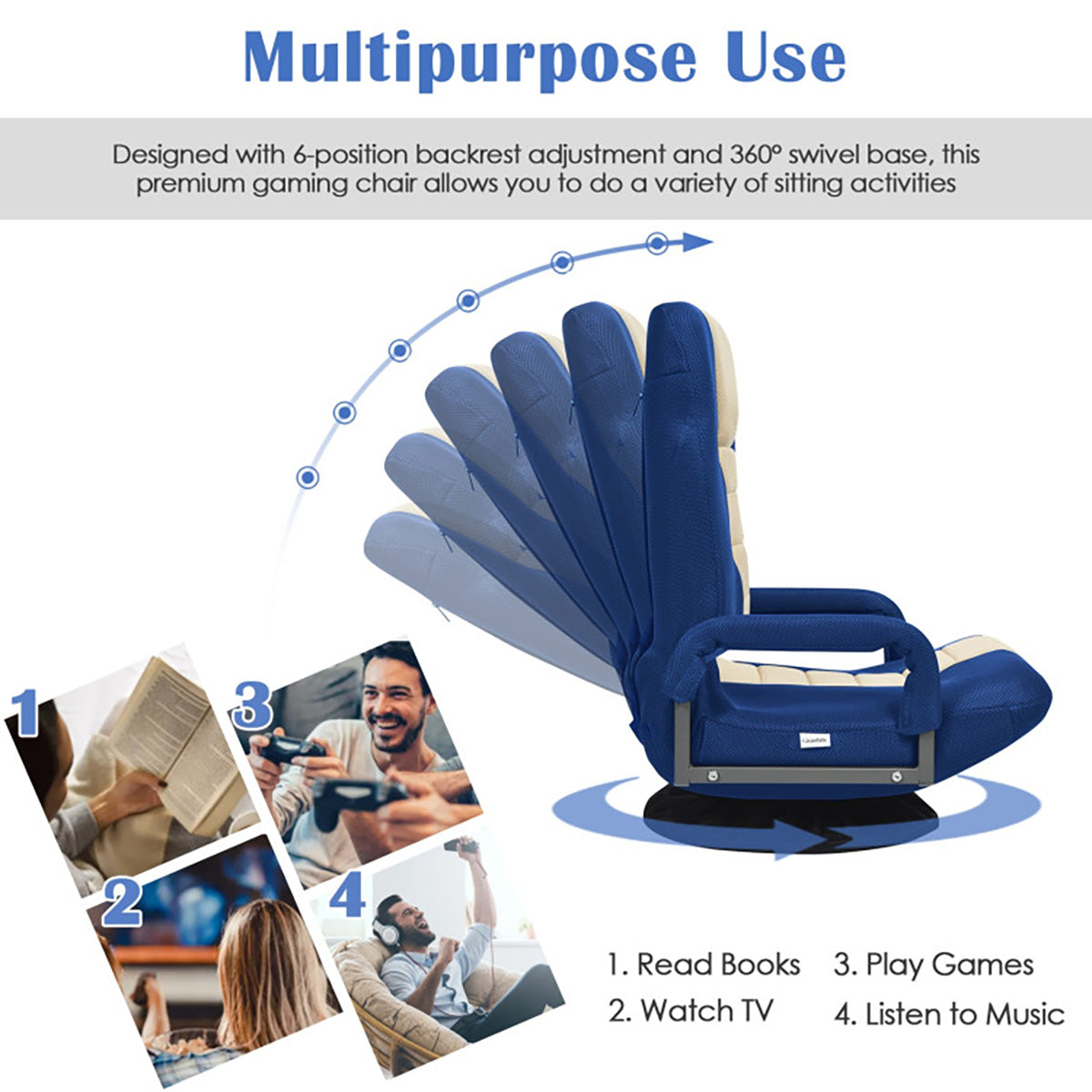 360-Degree Swivel Gaming Floor Chair - image 14