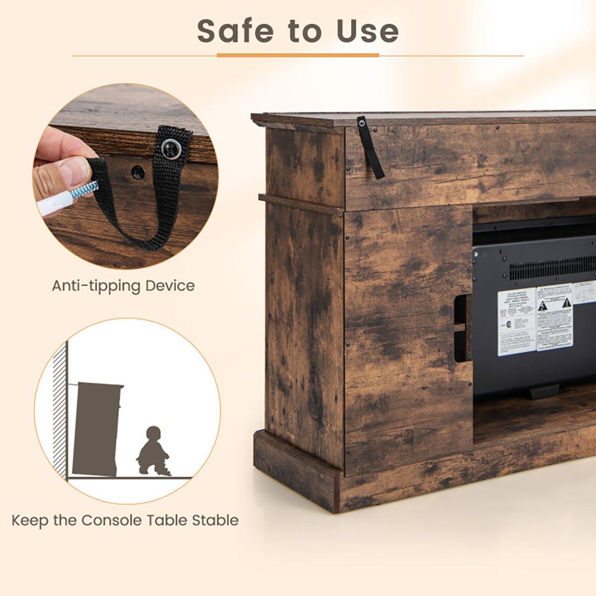 58'' Fireplace TV Stand with Side Cabinets - image 15