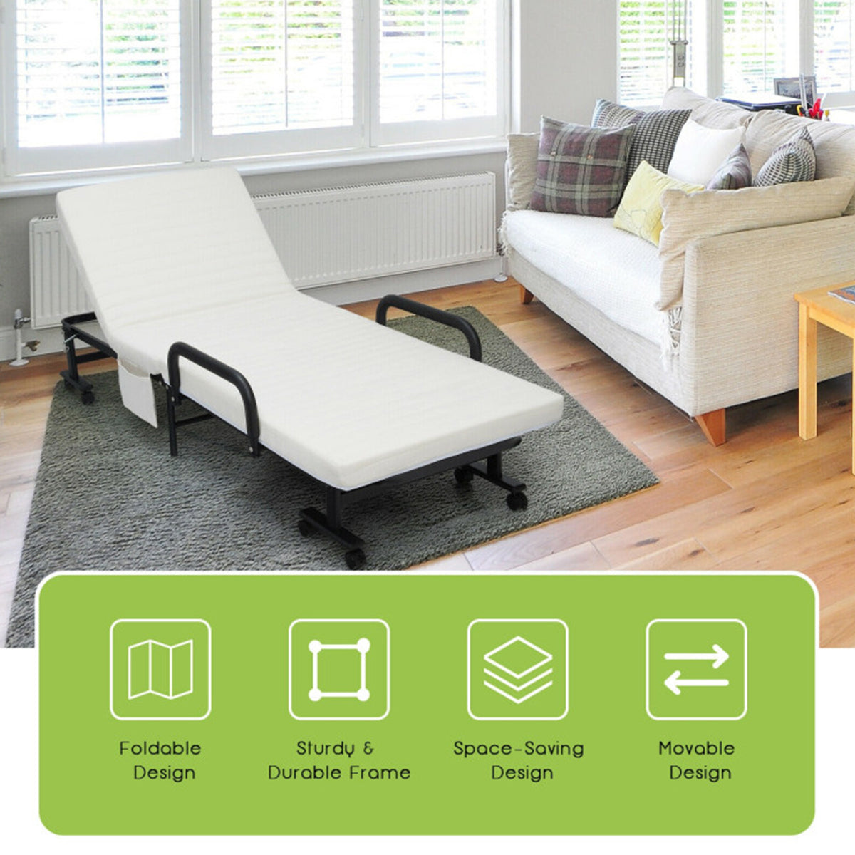 Portable Adjustable Guest Single Bed Twin Mattress - image 13