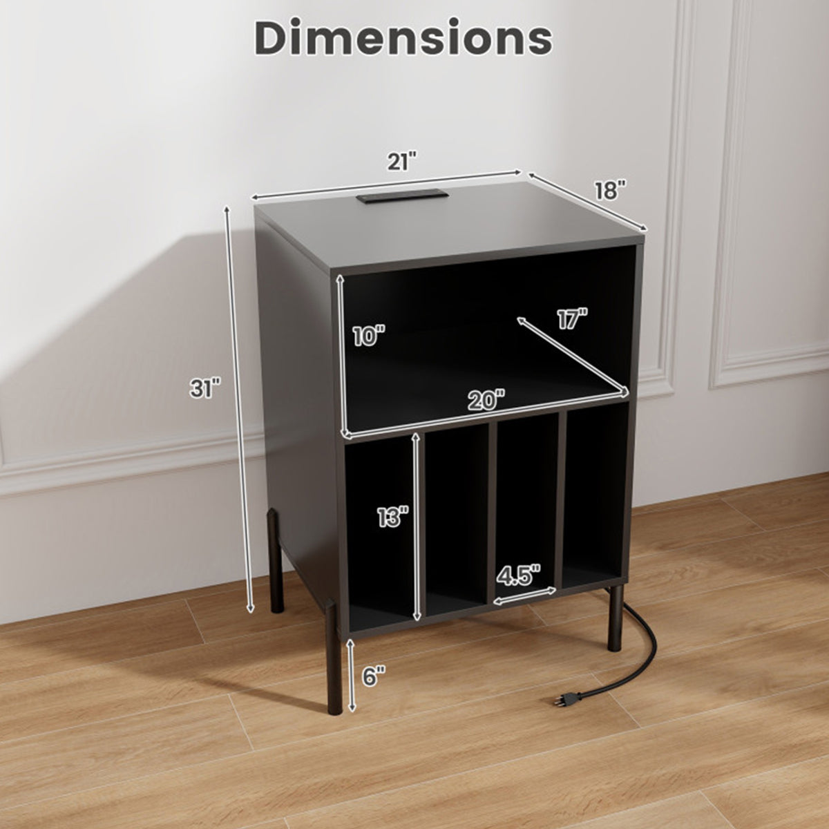 Record Player Storage Stand with Charging Station - image 26