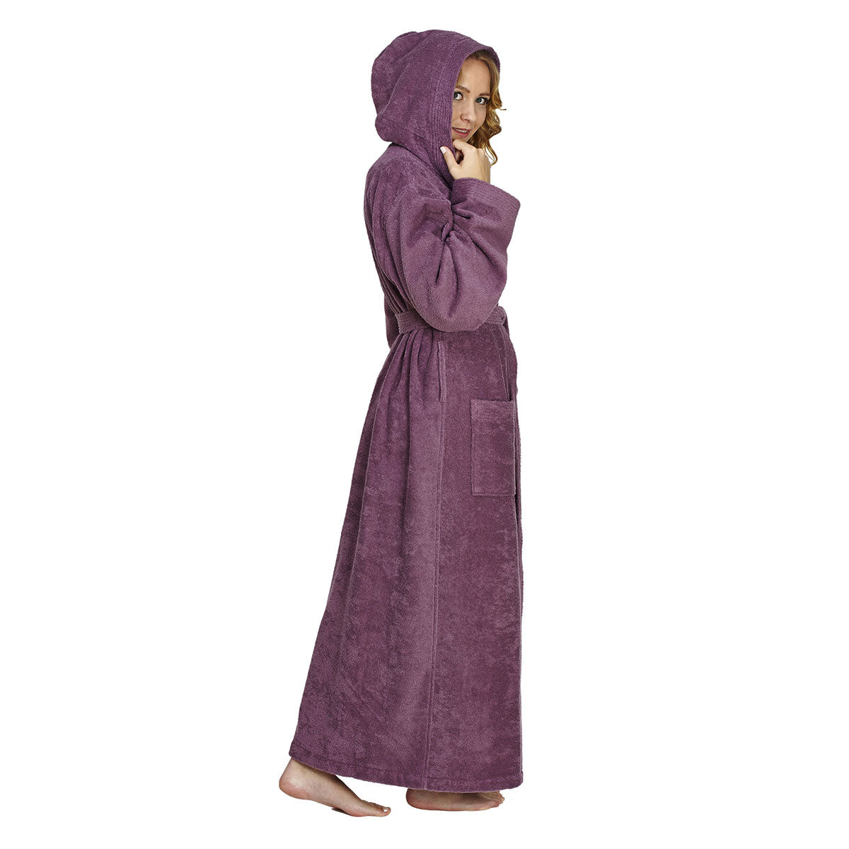 Turkish Cotton Ankle Length Hooded Bathrobe - image 24