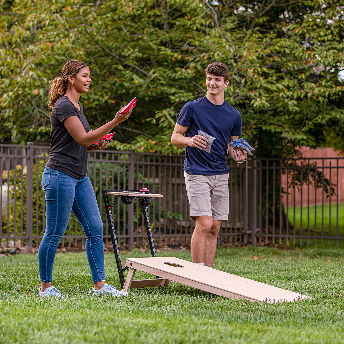 LED Wood Cornhole Set with Integrated Caddy - image 18