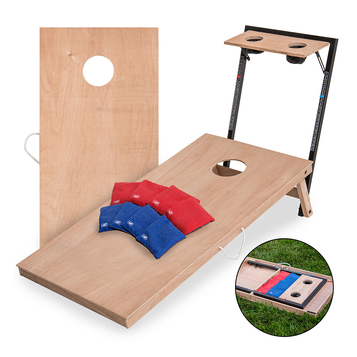 LED Wood Cornhole Set with Integrated Caddy - image 4