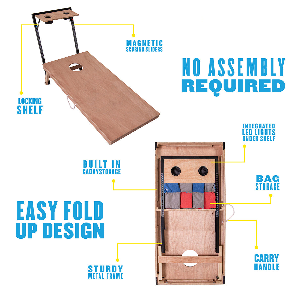 LED Wood Cornhole Set with Integrated Caddy - image 20
