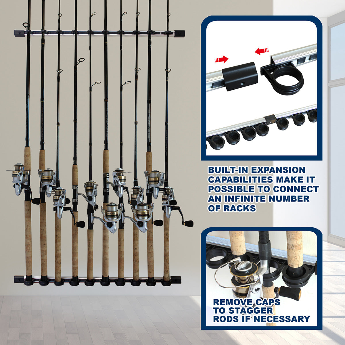 All Weather Aluminum 10 Fishing Rod Wall or Ceiling Rack - image 3