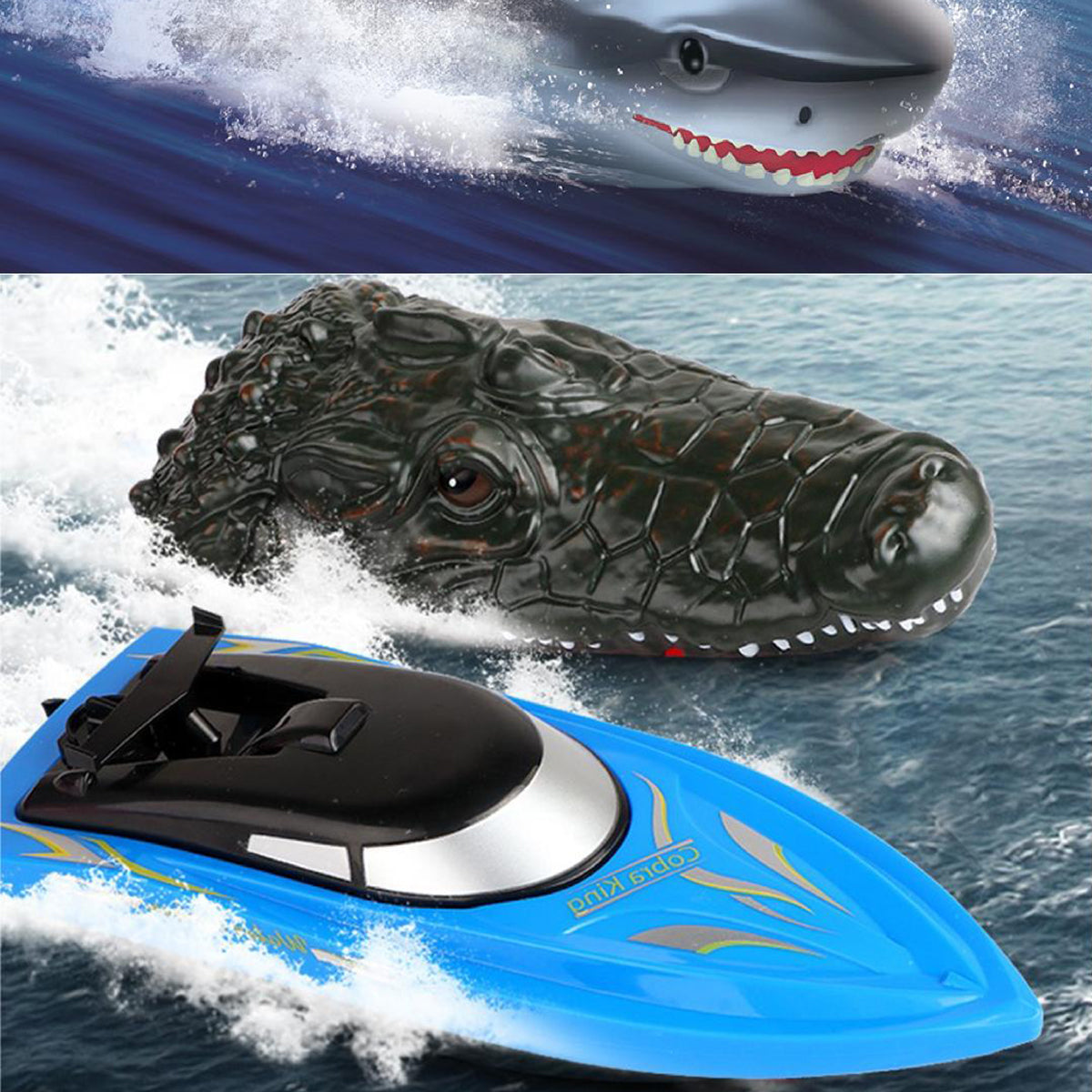 3-in-1 RC Shark and Croc Boat