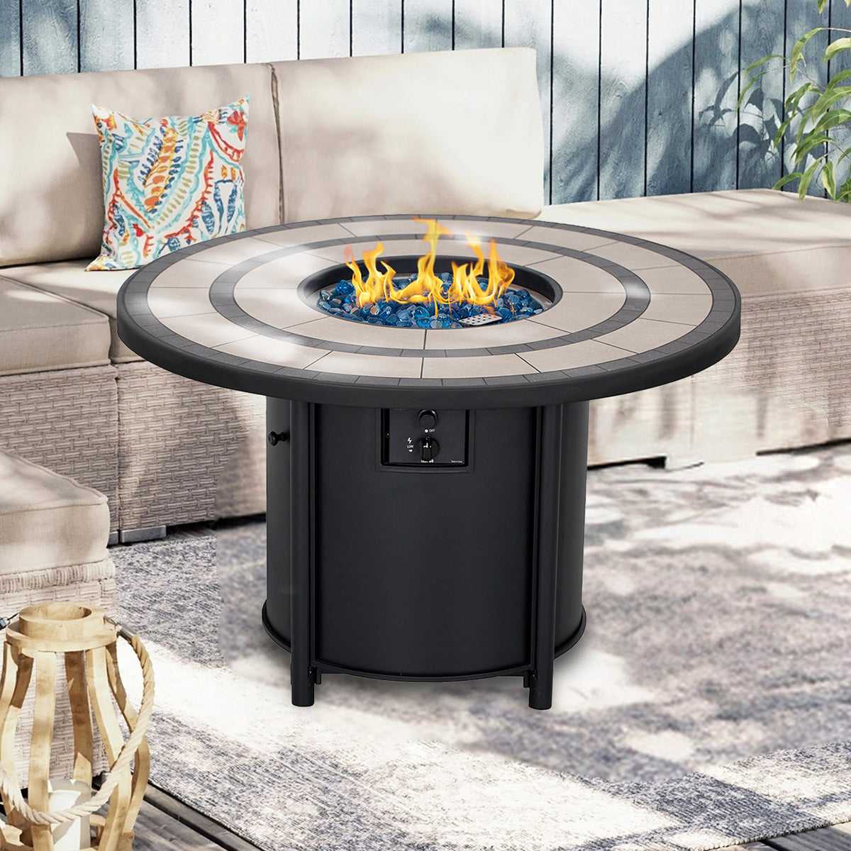Round Propane Gas Fire Pit Table
